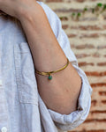 Jonc martelé avec charm amovible - perle turquoise
