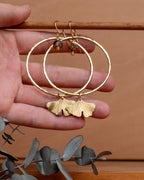 Créoles Ginkgo et perles ambrées