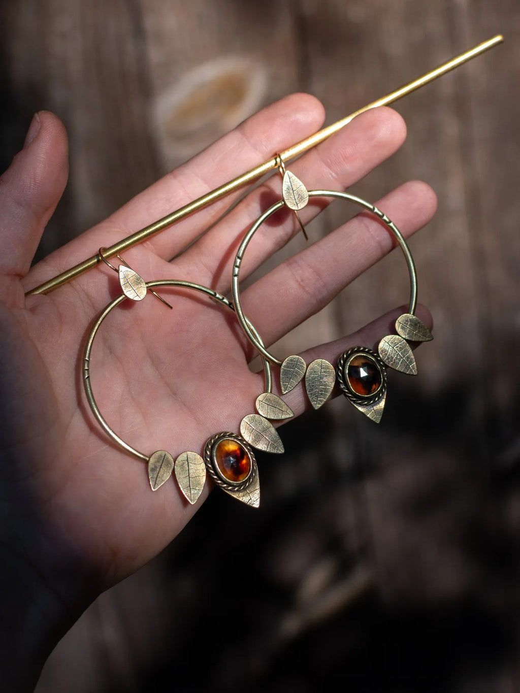 Créoles végétales en laiton et agates Botswana