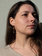 Boucles d’oreilles artisanales en laiton et perles en verre tchèque – éclat de lune (Topazes)