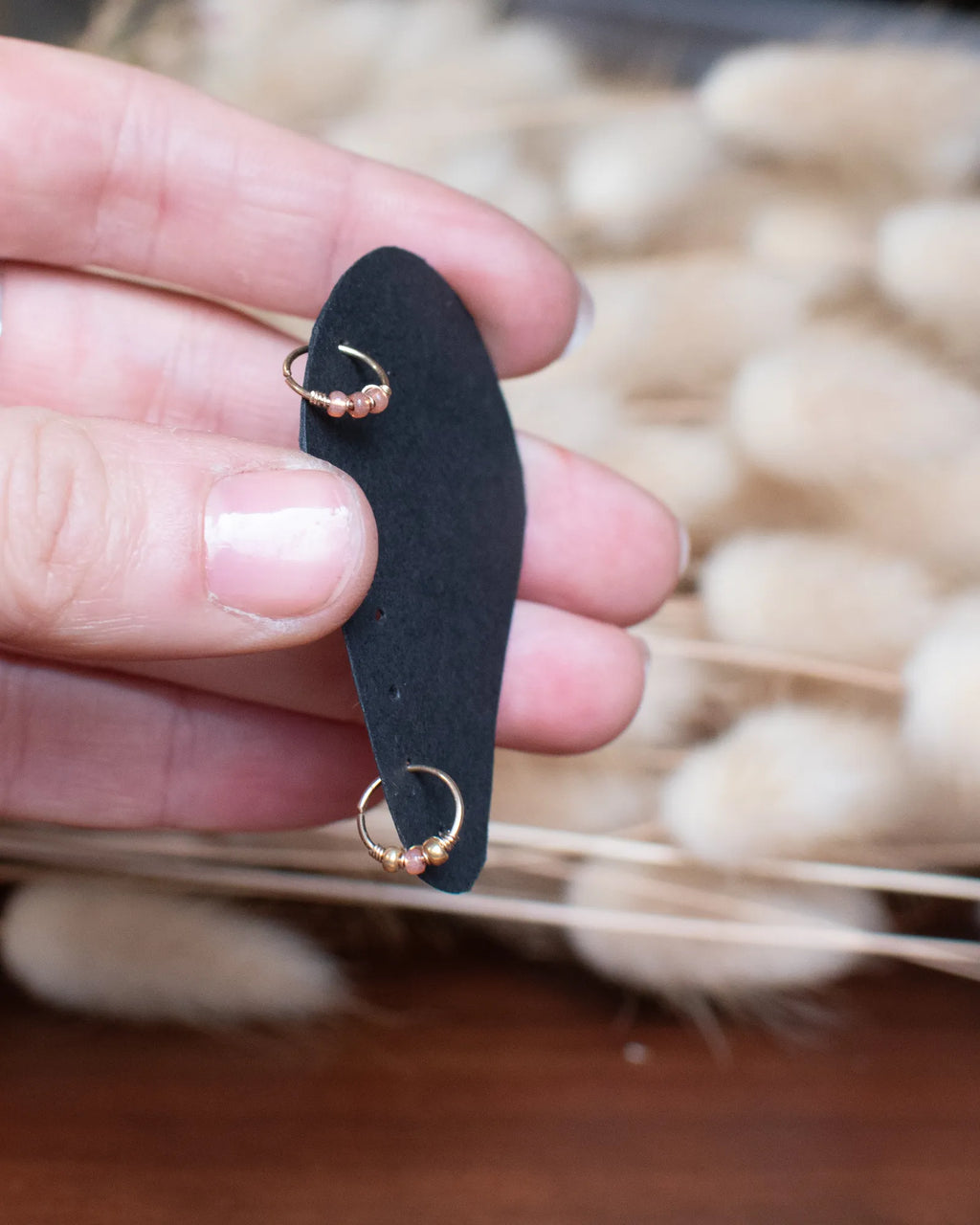 Duo d’anneaux en or laminé (Gold Filled 14carats) – Rosé opalescent