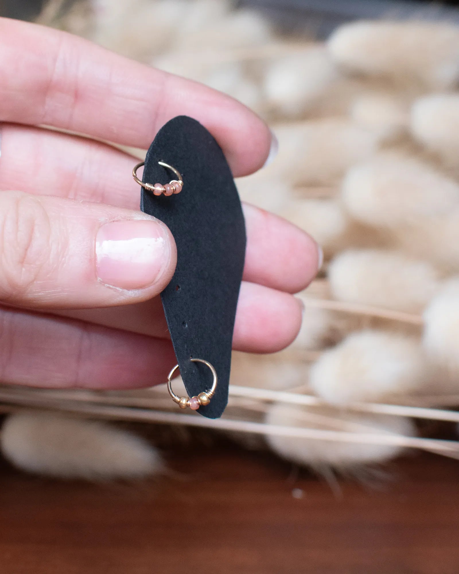 Duo d’anneaux en or laminé (Gold Filled 14carats) – Rosé opalescent