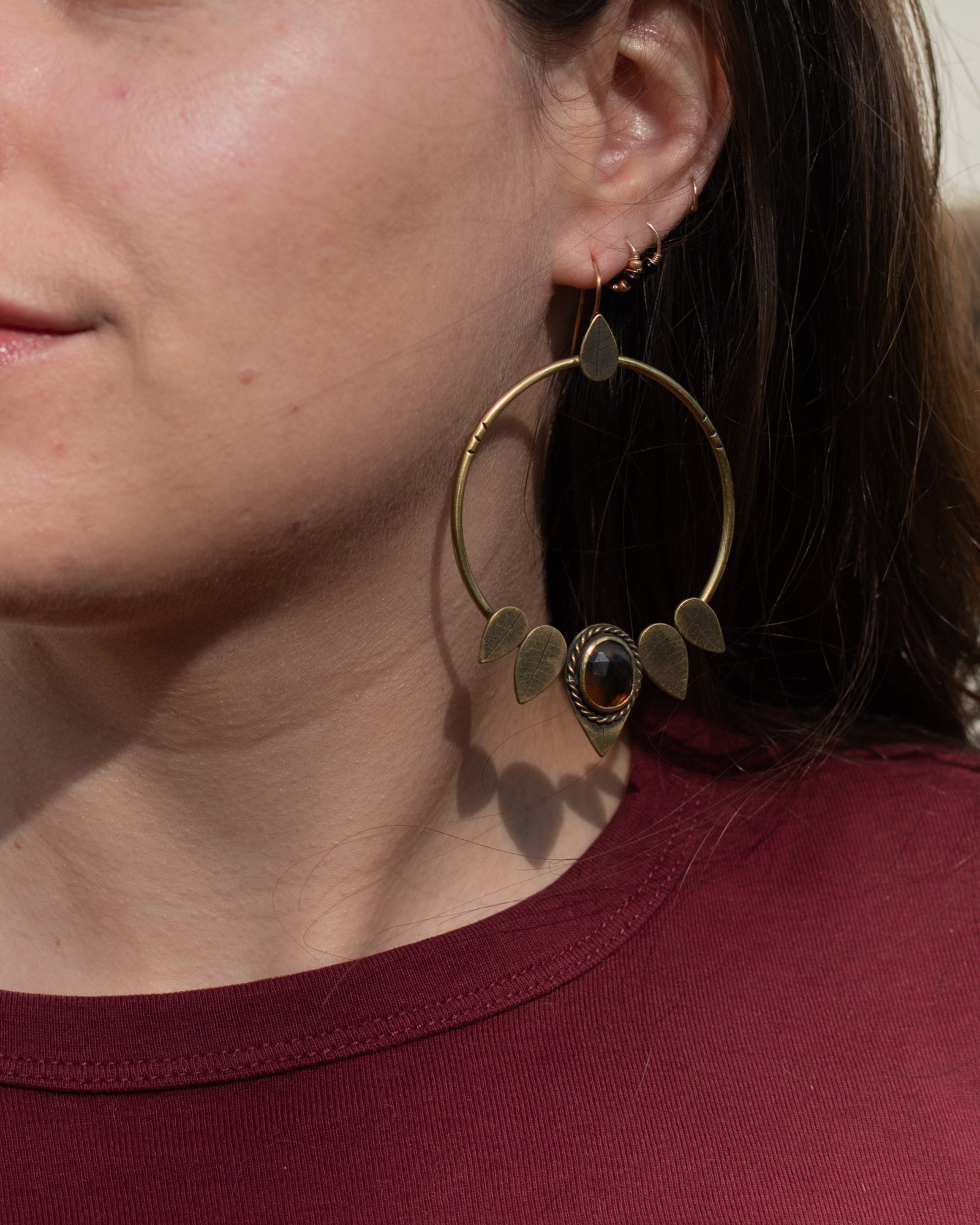 Créoles végétales en laiton et agates Botswana