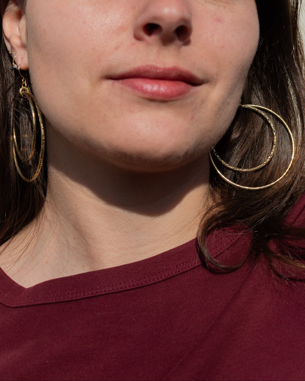 Créoles doubles en laiton et perles en verre tchèque – Les irrésistibles