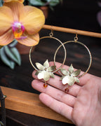 Créoles Orchidées Rose et ambré