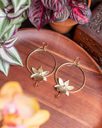 Créoles Orchidées Rose et ambré