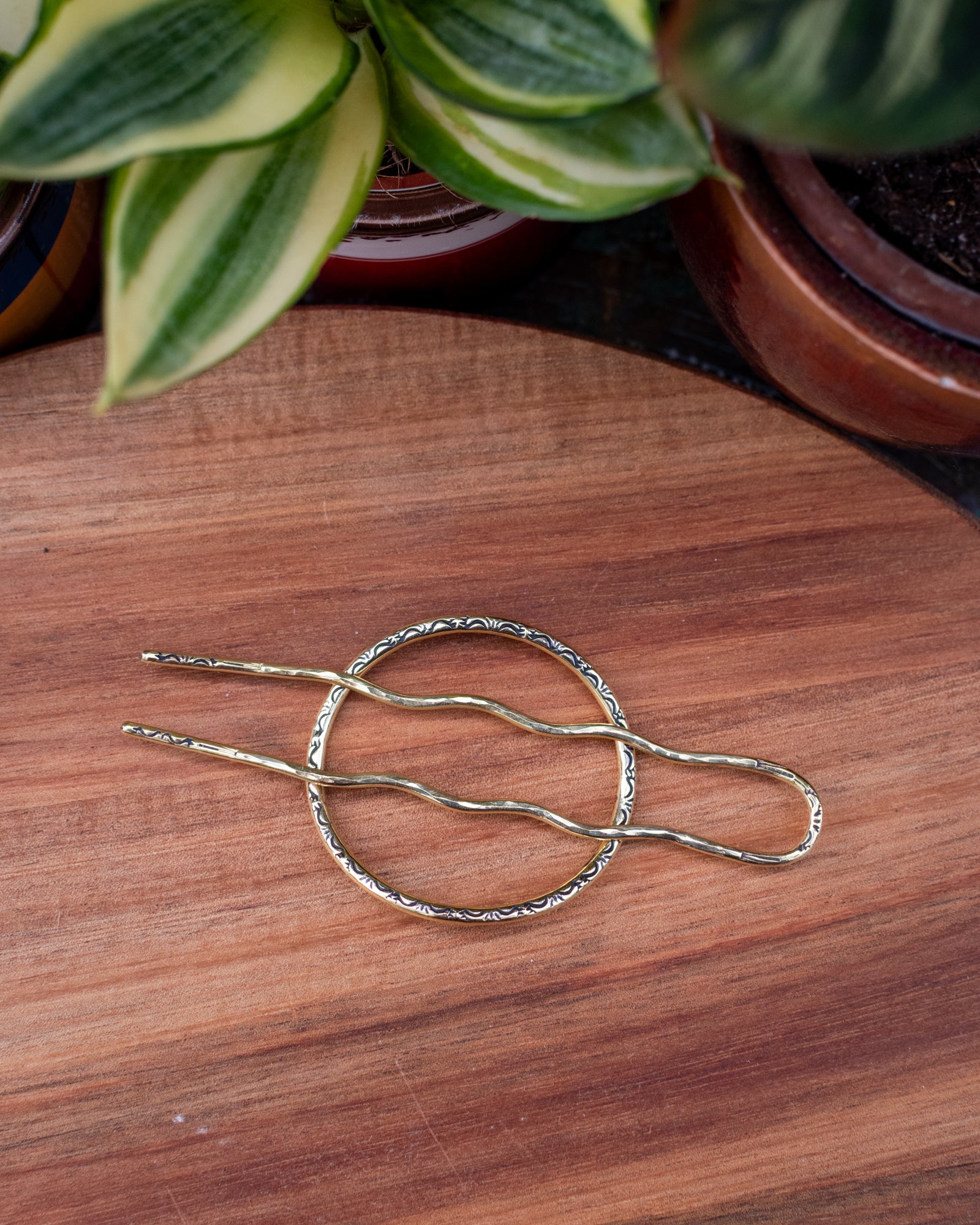 Barrette bohème en laiton, petit modèle ~ Motif Navajo