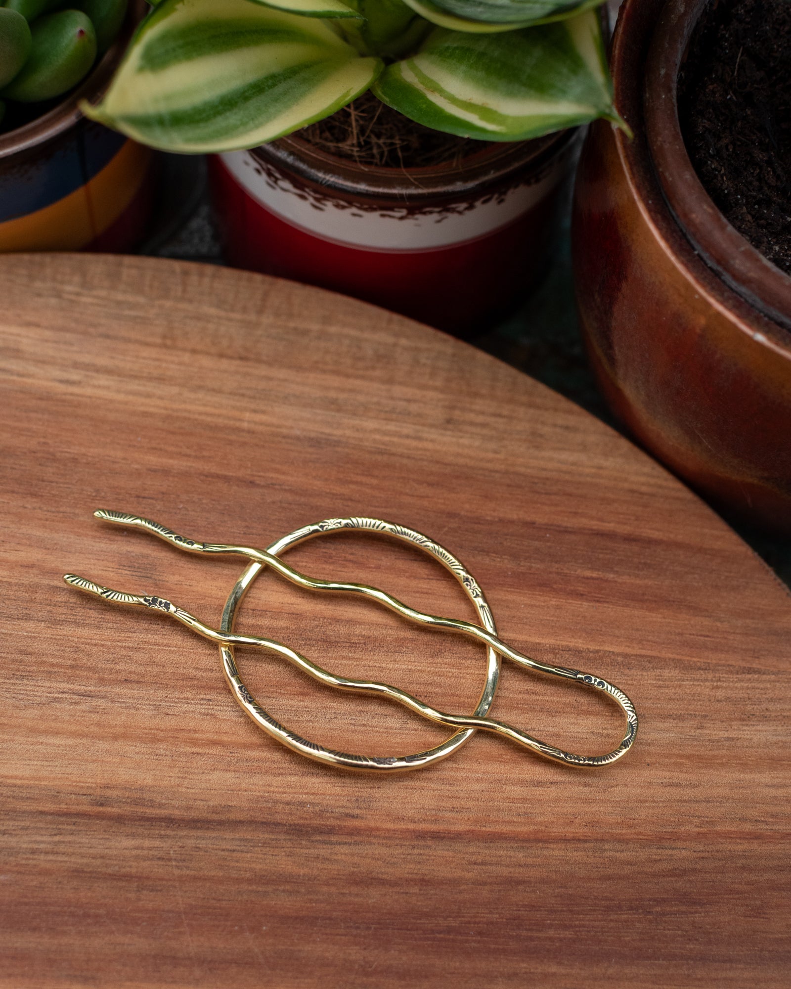 Barrette bohème en laiton, petit modèle ~ Motif Rayons de soleil