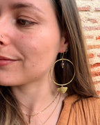 Créoles Ginkgo et perles ambrées