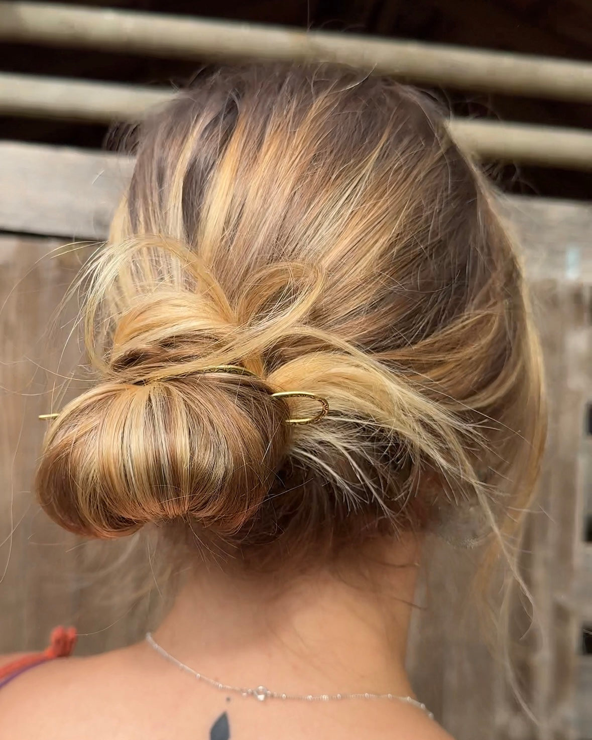 Barrette bohème en laiton, grand modèle ~ Motif coucher de soleil