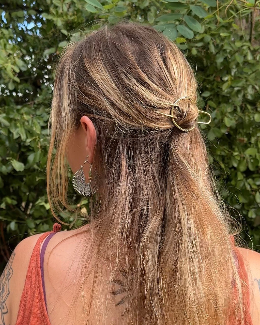 Barrette bohème en laiton, petit modèle ~ Motif Navajo