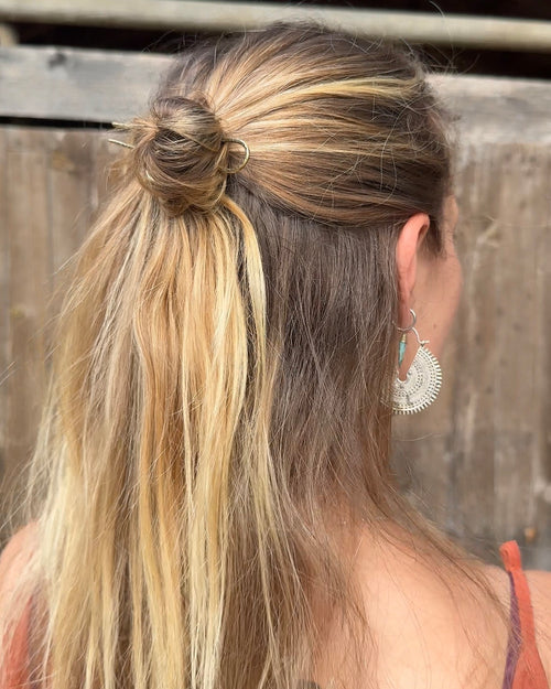 Barrette bohème en laiton, petit modèle ~ Motif Rayons de soleil