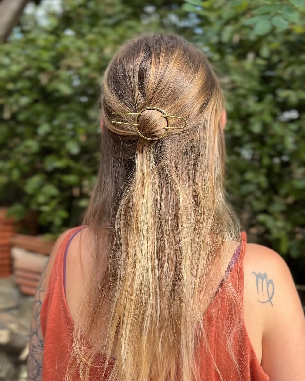 Barrette bohème en laiton, petit modèle ~ Motif Navajo