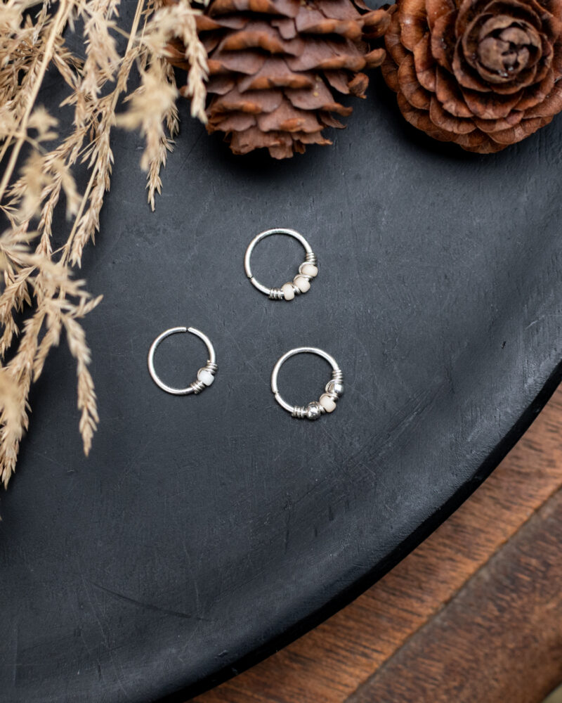 Trio d'anneaux en argent 925. Ivoire.