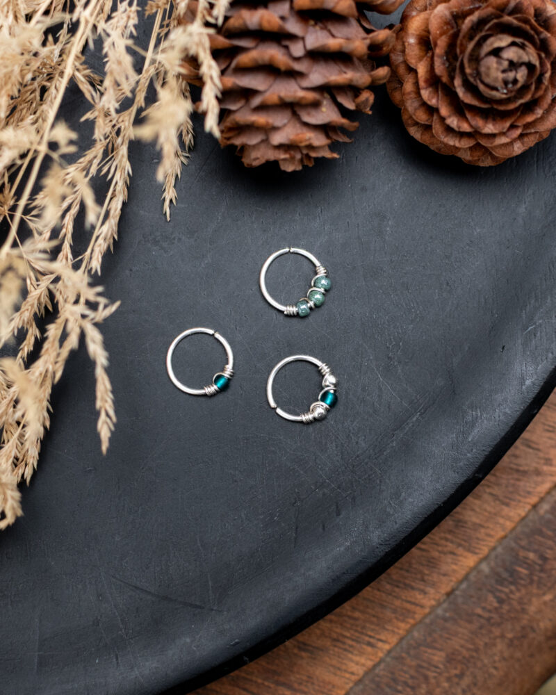 Trio d'anneaux en argent 925. Azur