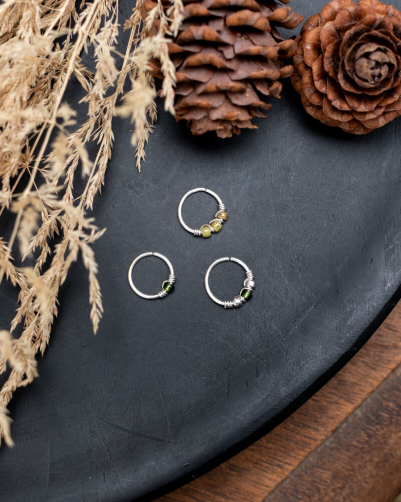 Trio d'anneaux en argent 925. Mousse.