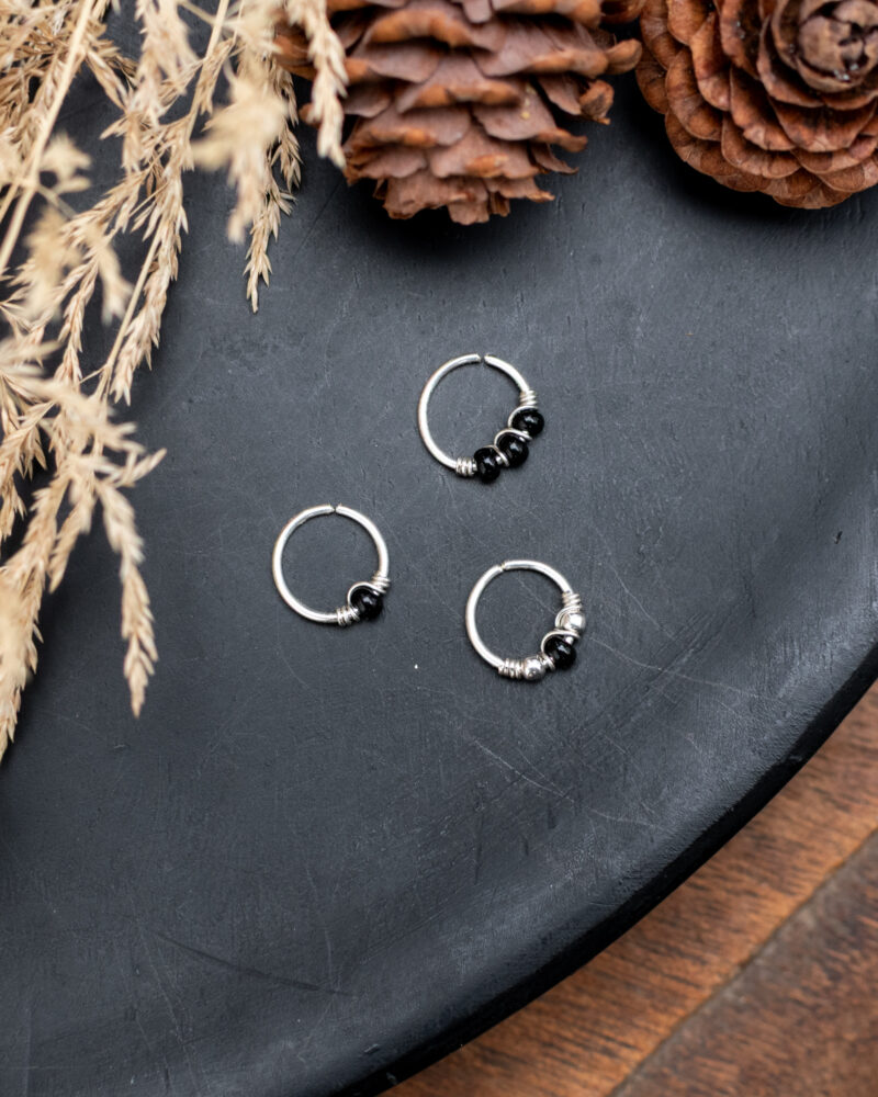 Trio d'anneaux en argent 925. Back to Black.