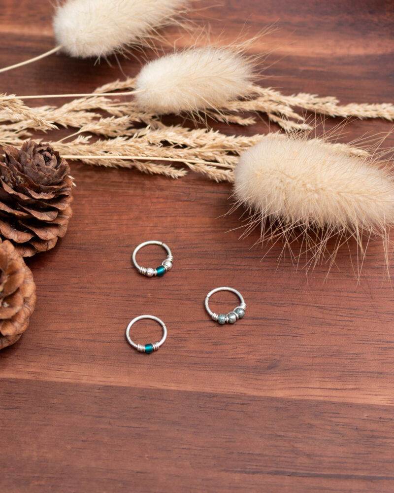 Trio d'anneaux en argent 925. Azur